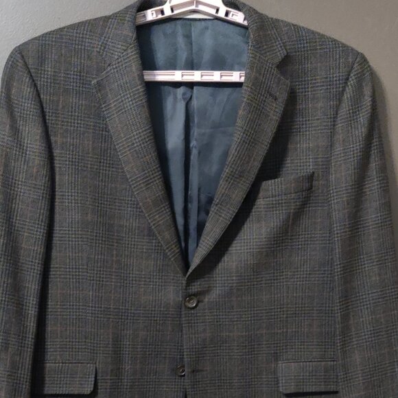 Burberry London 100% Wool Windowpane Plaid Sport Coat Blazer 46R - Picture 1 of 9